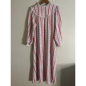 Vtg LANZ OF SALZBURG Large Long Light Cotton Nightgown Bears Granny Cottagecore